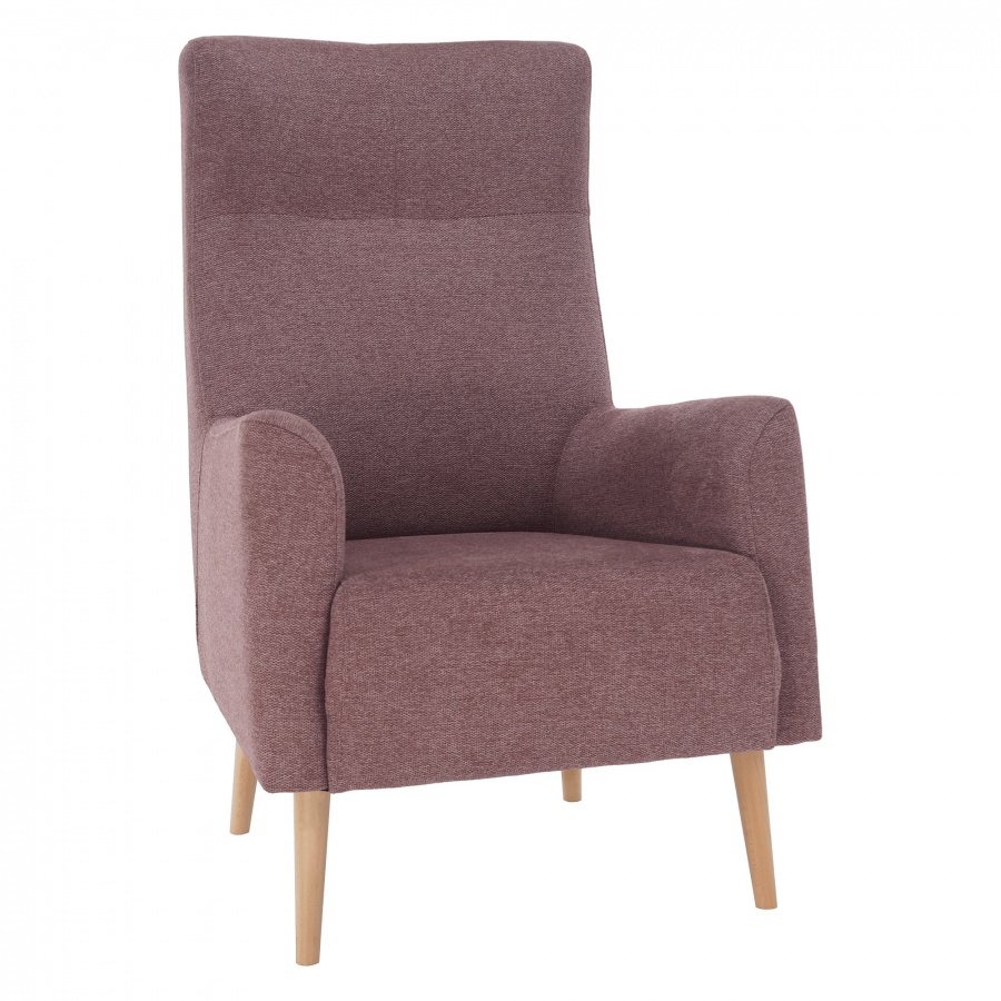 Křeslo ušák samy - starorůžová/buk