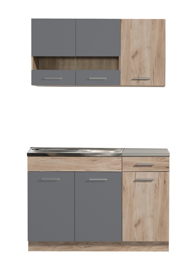 Kuchyňská linka 120 lorna-dub šedý/šedá - bez pracovní desky