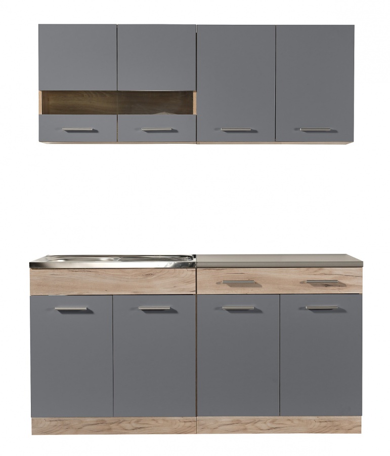 Kuchyňská linka 160 lorna-dub šedý/šedá - bez pracovní desky
