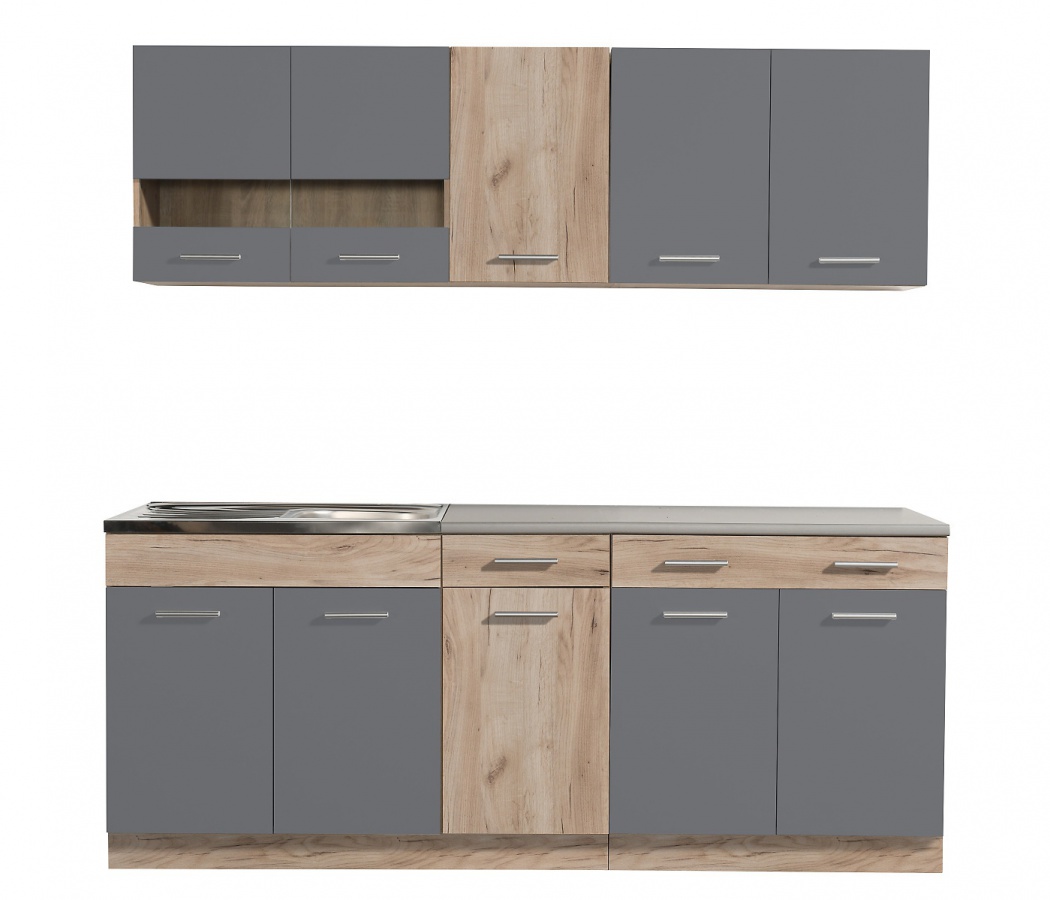 Kuchyňská linka 200 lorna-dub šedý/šedá - bez pracovní desky