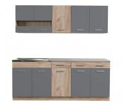 Kuchyňská linka 200 lorna-dub šedý/šedá - bez pracovní desky