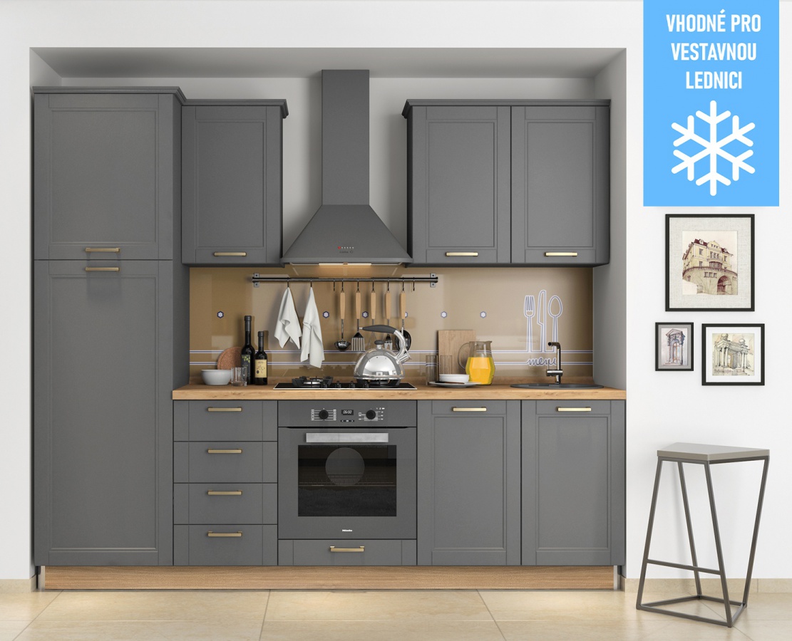 Kuchyňská linka 250 artis - šedá/ořech pacifik