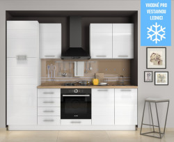 Kuchyňská linka 250 gloss - bílá/ořech pacifik