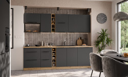 Kuchyňská linka 255 cm Aria 1 - Dub artisan + GR Graphite AFM