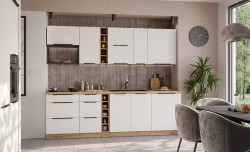 Kuchyňská linka 255 cm Aria 1 - Dub artisan + WH Crystal white AFM