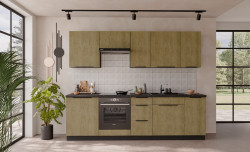 Kuchyňská linka 260 cm Cremona 2 - Černá + Dub cremona