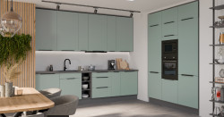 Kuchyňská linka 300x180 cm Aria ANT - Antracit + SA Aquamarine AFM