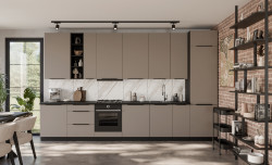 Kuchyňská linka 390 cm Aria 2 - Černá + TA Sandgrau AFM