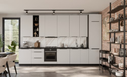 Kuchyňská linka 390 cm Aria 2 - Černá + WH Crystal white AFM