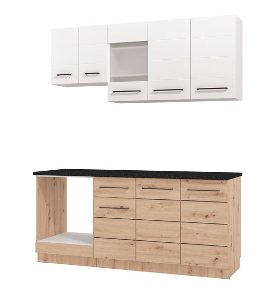 Kuchyňská linka danya-bílá, dub - 180cm/28mm