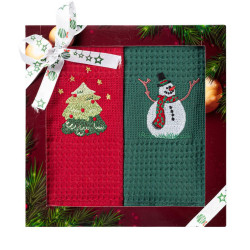 Kuchyňský ručník sada 2 ks 50x70 cm červený/zelený