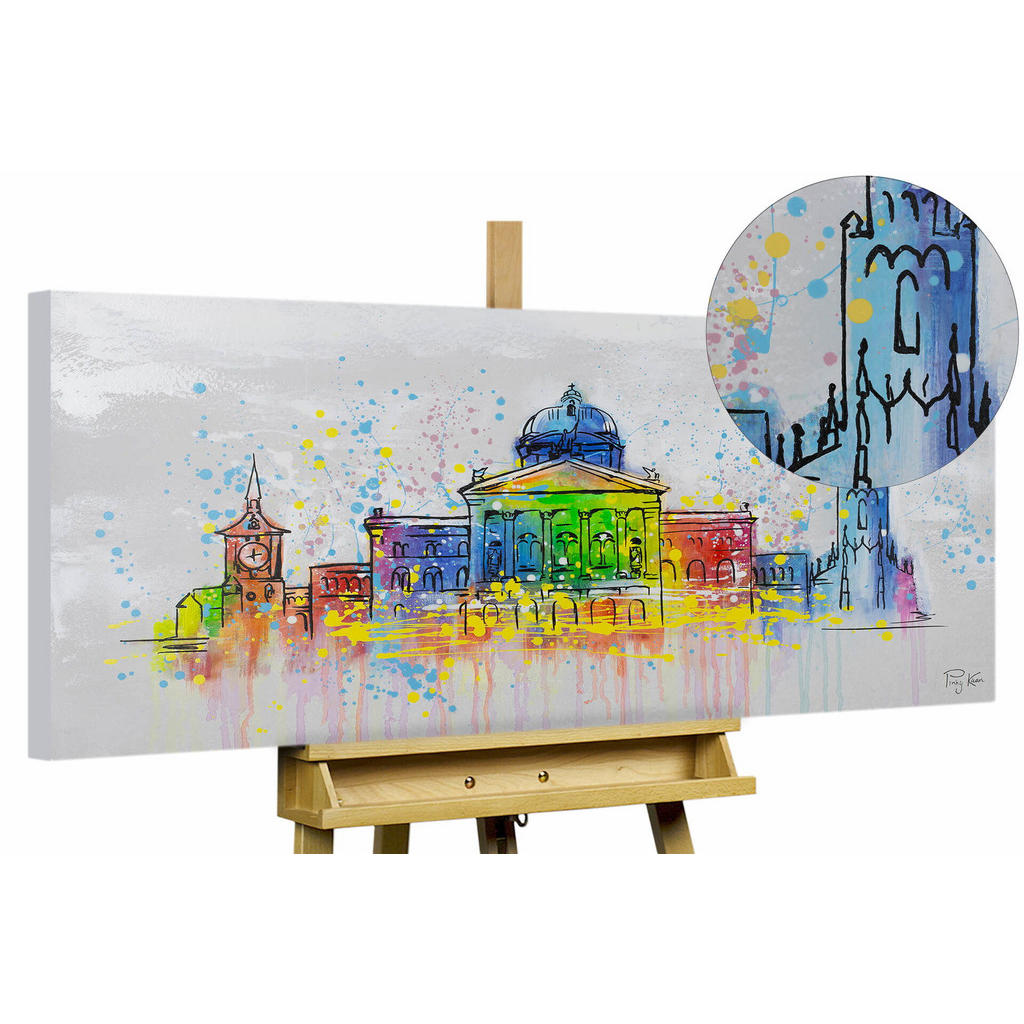 KUNSTLOFT RUČNĚ MALOVANÝ AKRYLOVÝ OBRAZ ŠEDÝ, 120/60 CM