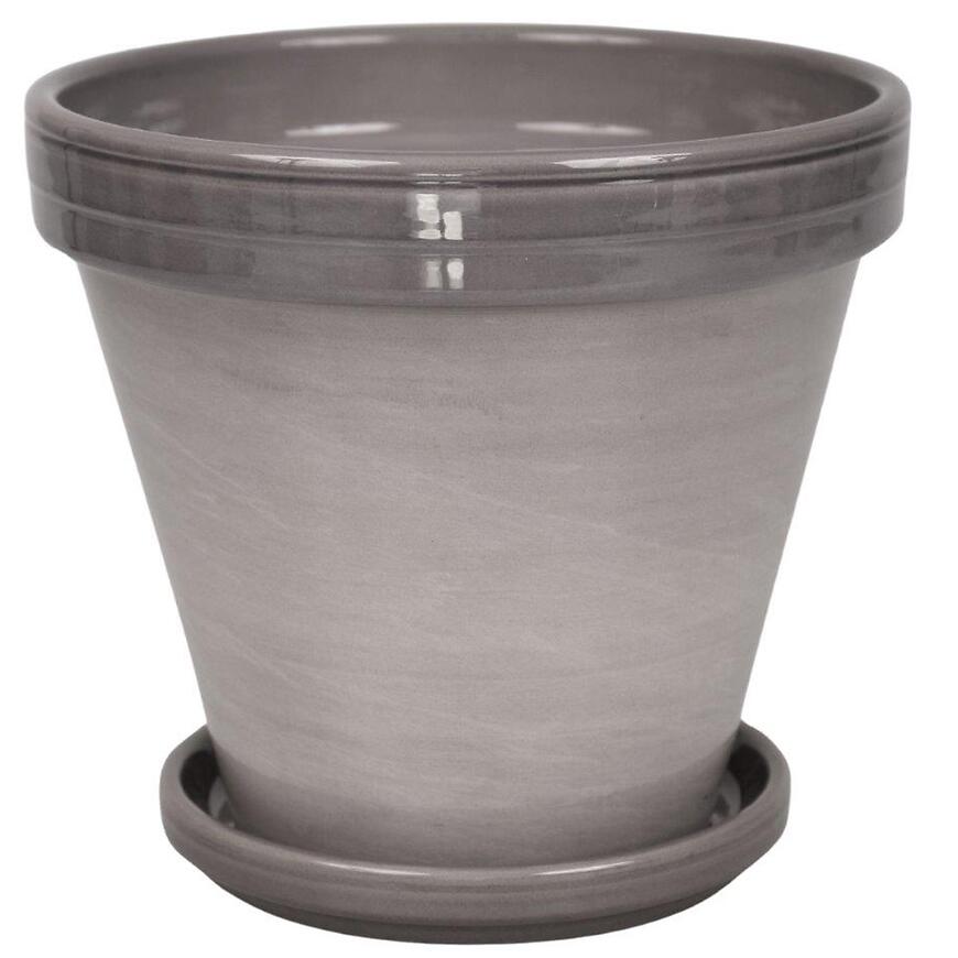 Květináč BLT šedý lazur 14 cm + podmiska 13 cm