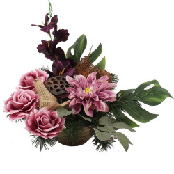 Květinové aranžmá v míse s 5 květy 40x36cm 443757