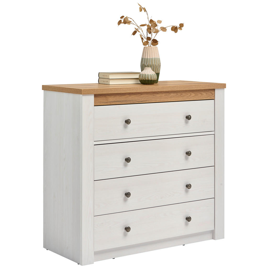 Landscape KOMODA, bílá, barvy dubu, dub San Remo, 97/90,5/42 cm