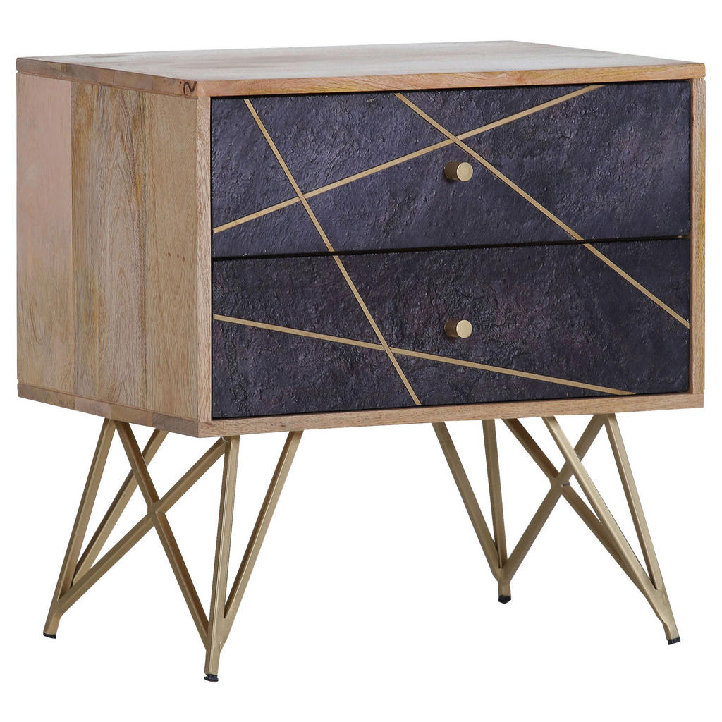 Landscape KOMODA, mangové dřevo, přírodní barvy, tmavě šedá, 60/60/40 cm