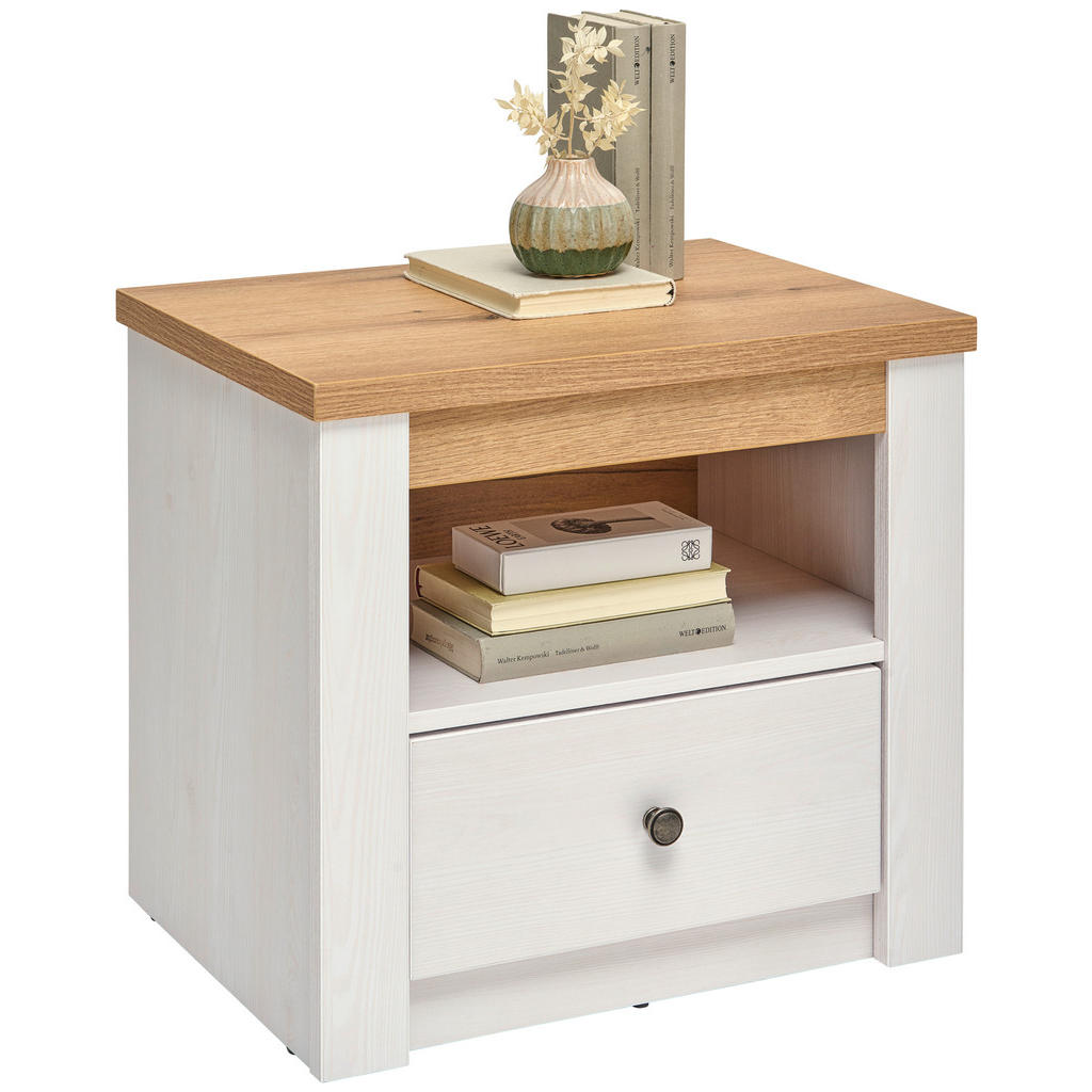 Landscape NOČNÍ STOLEK, bílá, barvy dubu, 56,5/52/42 cm