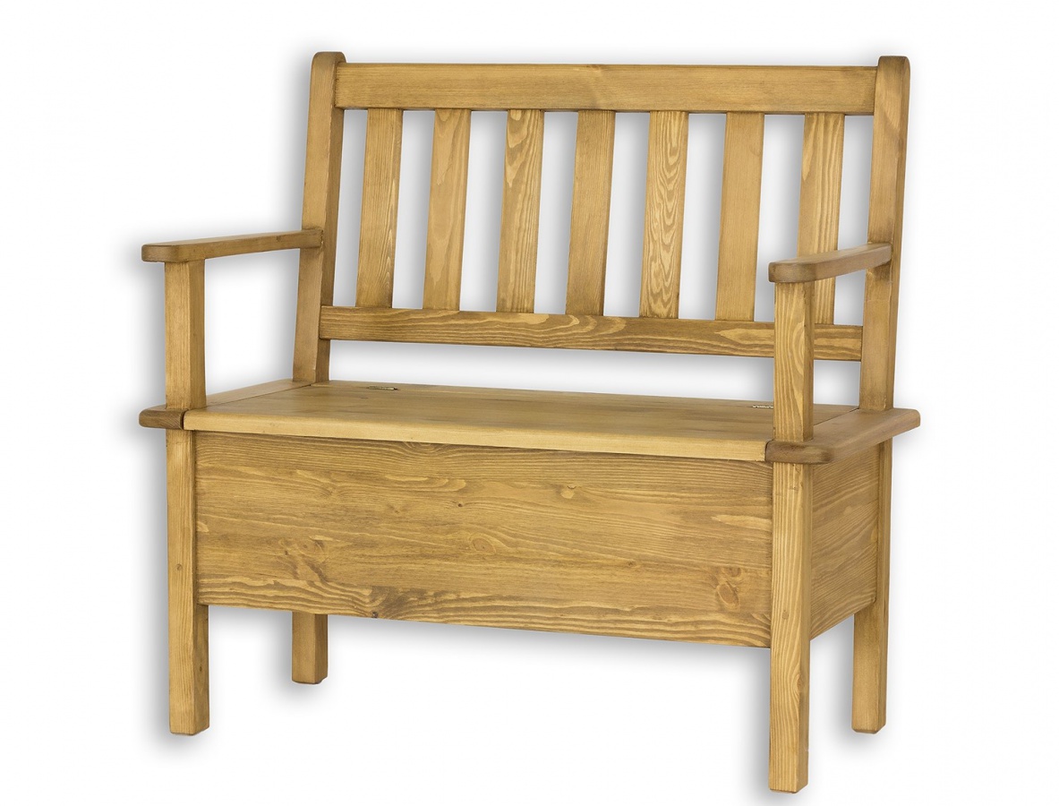 Lavice s úložným prostorem a područkami sil14 b, 150cm - k09 přírodní