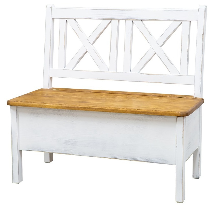 Lavice s úložným prostorem sil 13 - k03 bílá patina