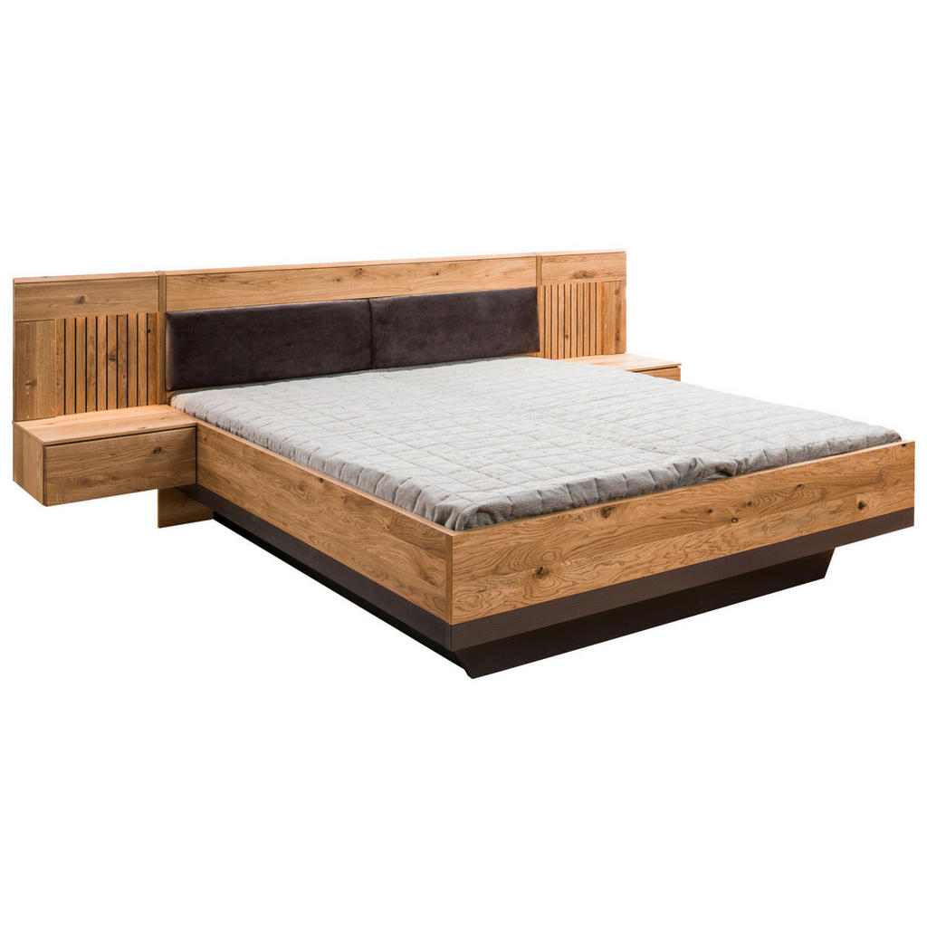 Linea Natura POSTEL S NOČNÍMI STOLKY, 180/200 cm, černá, barvy dubu