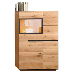 Linea Natura VYSOKÁ KOMODA, divoký dub, barvy dubu, antracitová, 89/136/38 cm