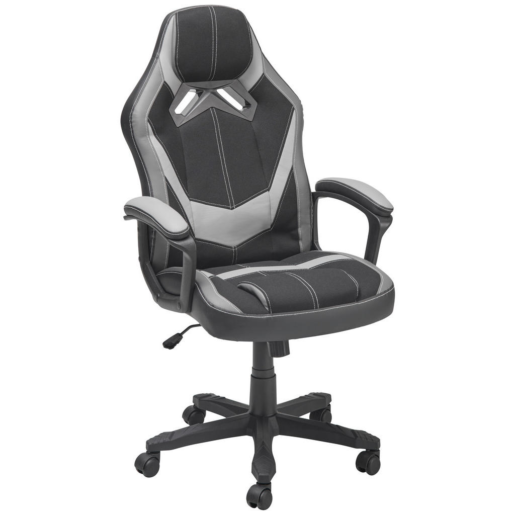 Livetastic HERNÍ ŽIDLE, vzhled kůže, mikrovlákno, šedá, černá