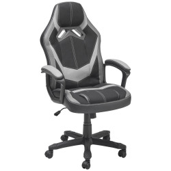 Livetastic HERNÍ ŽIDLE, vzhled kůže, mikrovlákno, šedá, černá