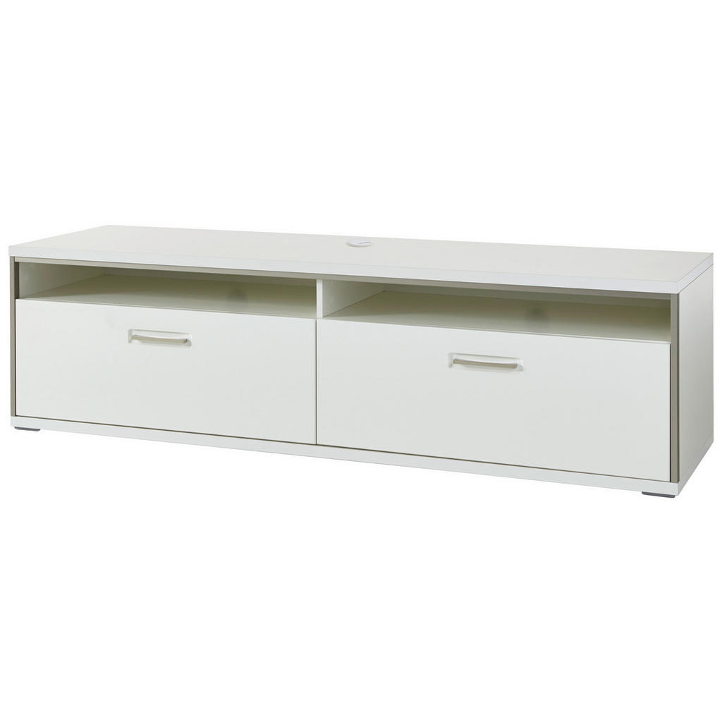 Livetastic KOMODA POD TELEVIZI, šedá, barvy stříbra, bílá, vysoce lesklá bílá, 184/51/52 cm