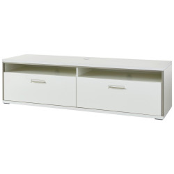 Livetastic KOMODA POD TELEVIZI, šedá, barvy stříbra, bílá, vysoce lesklá bílá, 184/51/52 cm