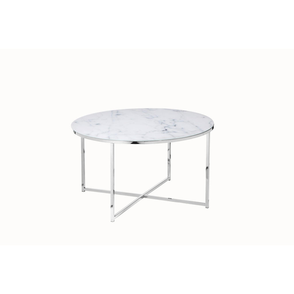 Livetastic KONFERENČNÍ STOLEK, bílá, barvy chromu, kov, sklo, 80/80/45 cm