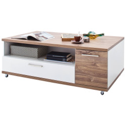 Livetastic KONFERENČNÍ STOLEK, bílá, barvy dubu, kompozitní dřevo, 115/70/42 cm