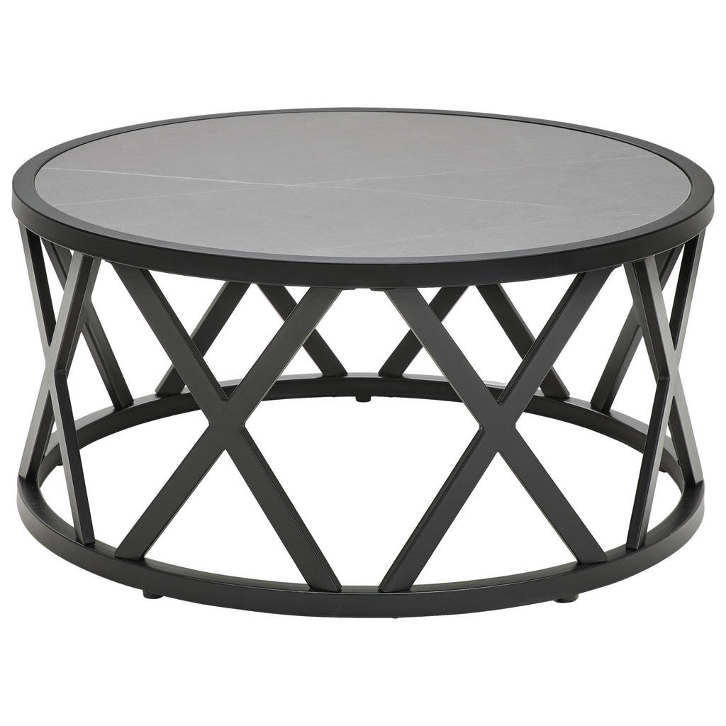 Livetastic KONFERENČNÍ STOLEK, černá, světle šedá, kov, kámen, 75/35/75 cm