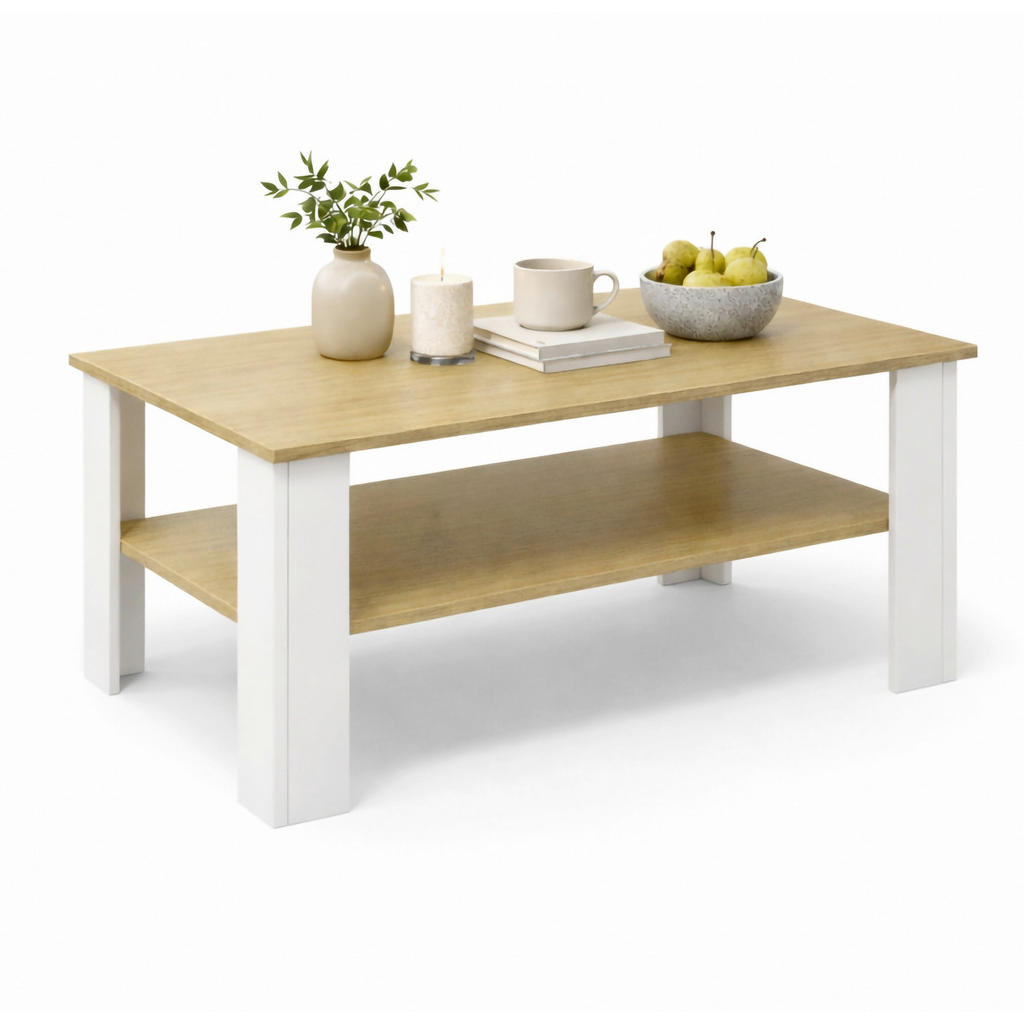 Livetastic KONFERENČNÍ STOLEK, bílá, medový dub, kompozitní dřevo, 100/55/44 cm