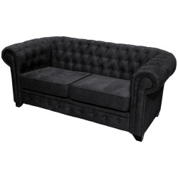 Livetastic POHOVKA CHESTERFIELD, dřevo, textil, kompozitní dřevo, černá