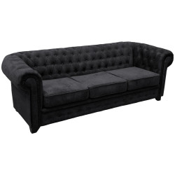 Livetastic POHOVKA CHESTERFIELD, dřevo, textil, kompozitní dřevo, černá
