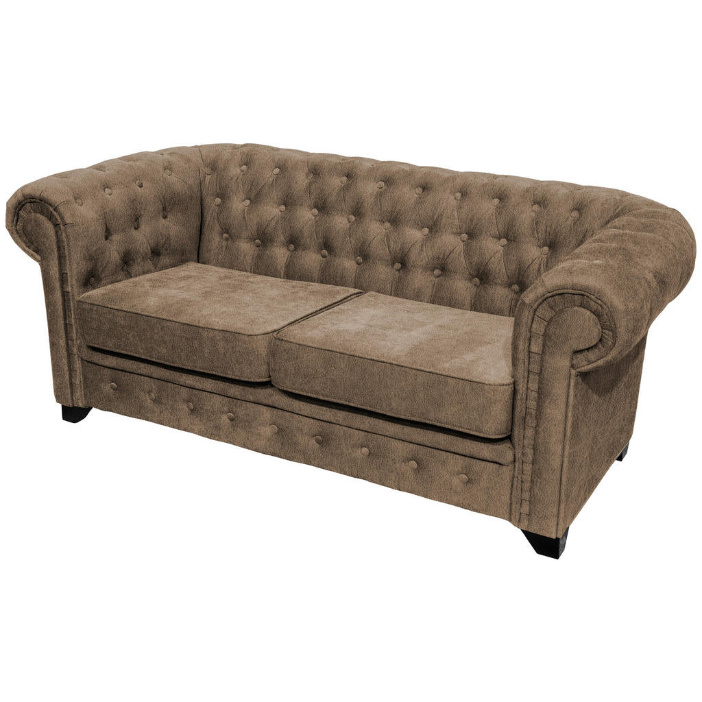 Livetastic POHOVKA CHESTERFIELD, dřevo, textil, kompozitní dřevo, světle hnědá