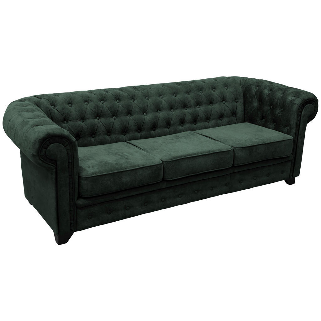 Livetastic POHOVKA CHESTERFIELD, dřevo, textil, kompozitní dřevo, tmavě zelená