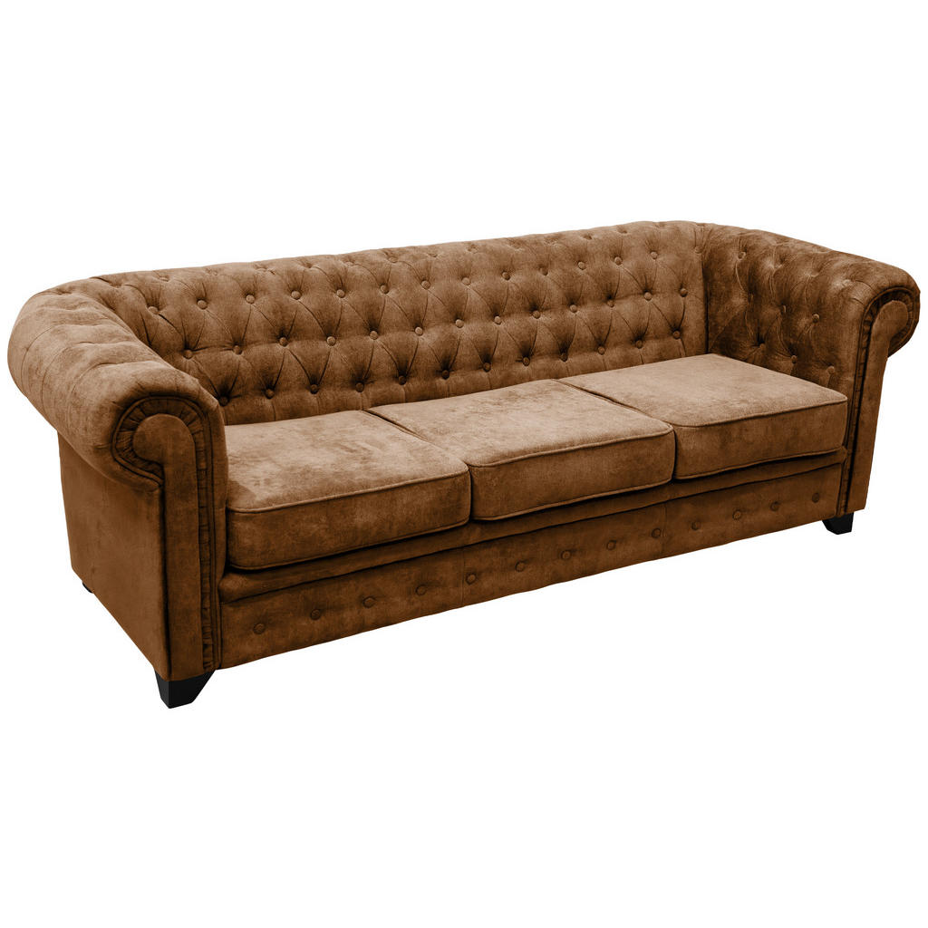 Livetastic POHOVKA CHESTERFIELD, kompozitní dřevo, dřevo, textil, koňaková