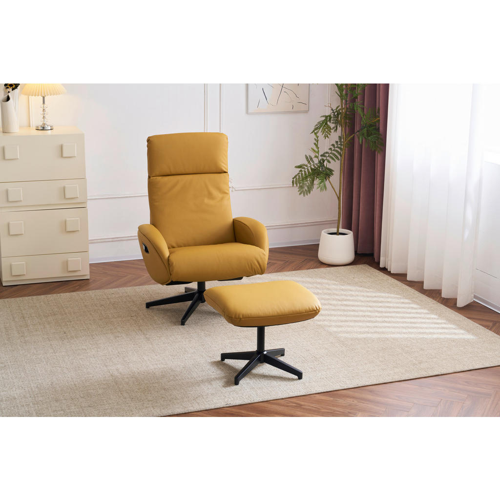 Livetastic RELAXAČNÍ KŘESLO S TABURETEM, textil, kůže, žlutá