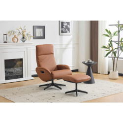Livetastic RELAXAČNÍ KŘESLO S TABURETEM, textil, kůže, hnědá