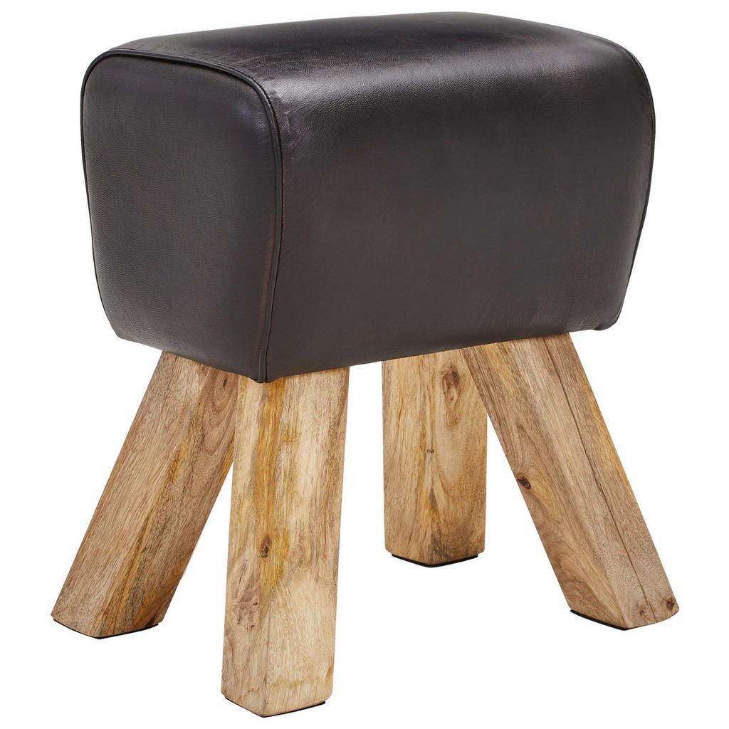 Livetastic TABURET, dřevo, kůže, 42/45/35 cm