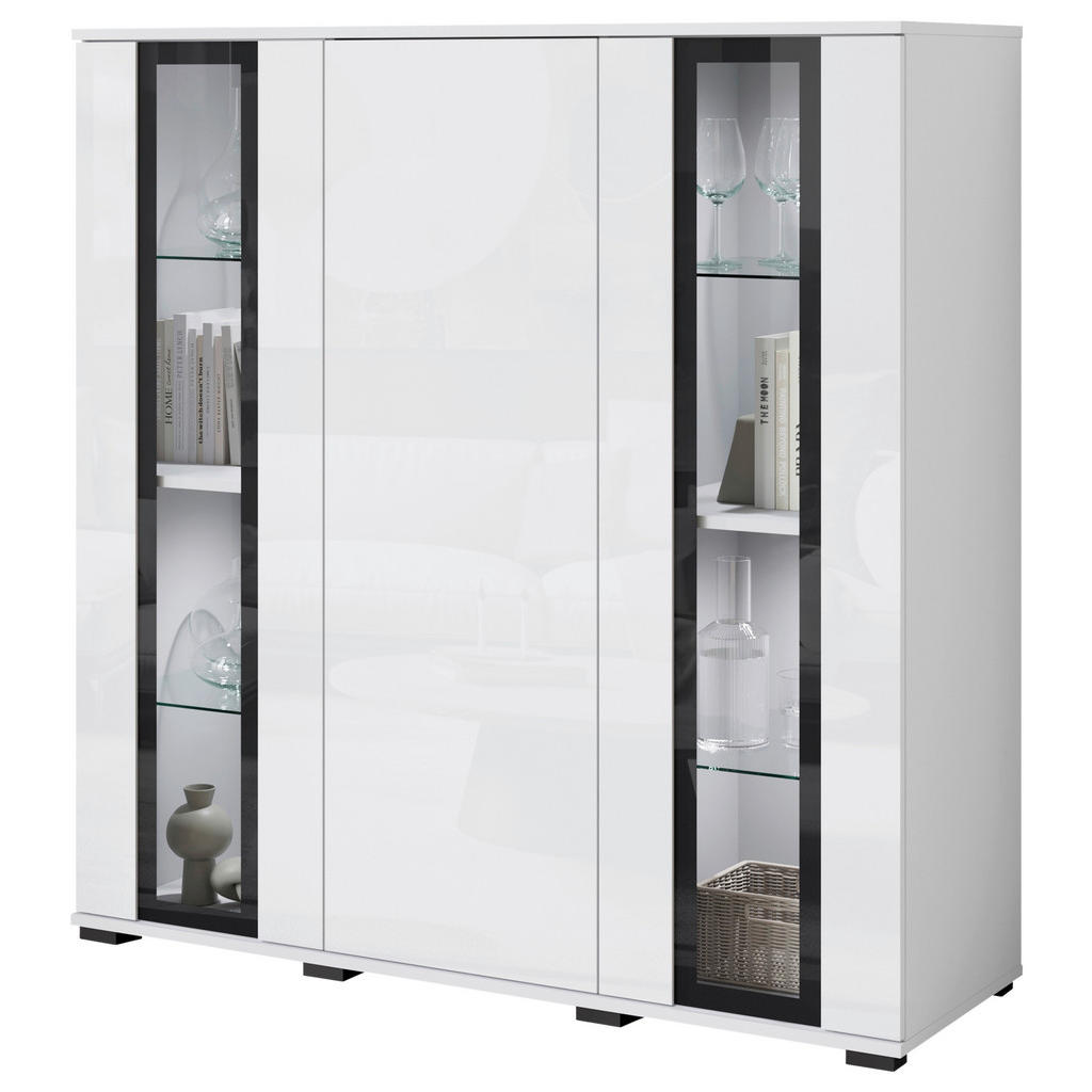 Livetastic VYSOKÁ KOMODA, bílá, vysoce lesklá bílá, 120/121,9/39,5 cm