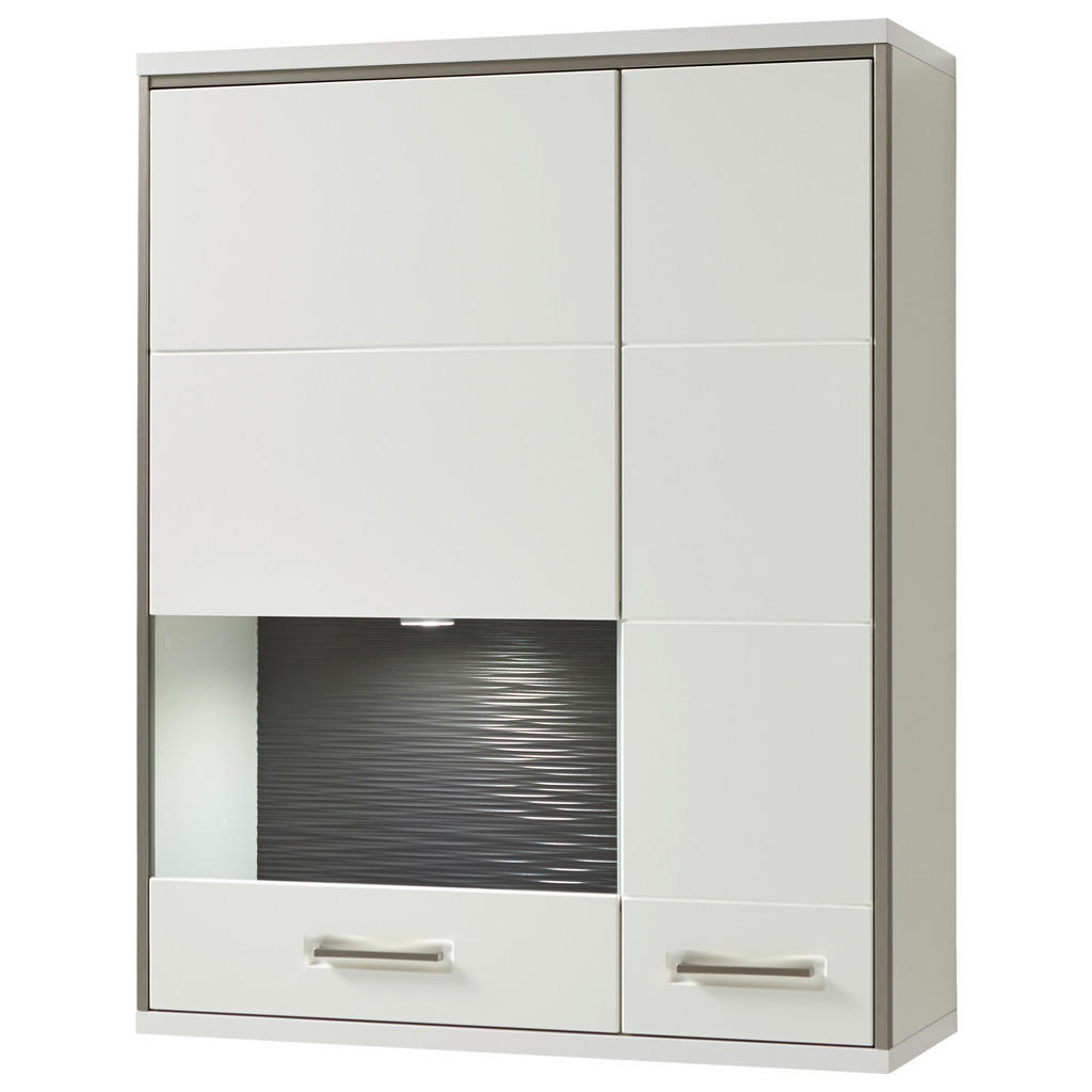 Livetastic ZÁVĚSNÁ VITRÍNA, šedá, barvy stříbra, bílá, vysoce lesklá bílá, 94/120/38 cm