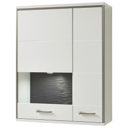 Livetastic ZÁVĚSNÁ VITRÍNA, šedá, barvy stříbra, bílá, vysoce lesklá bílá, 94/120/38 cm