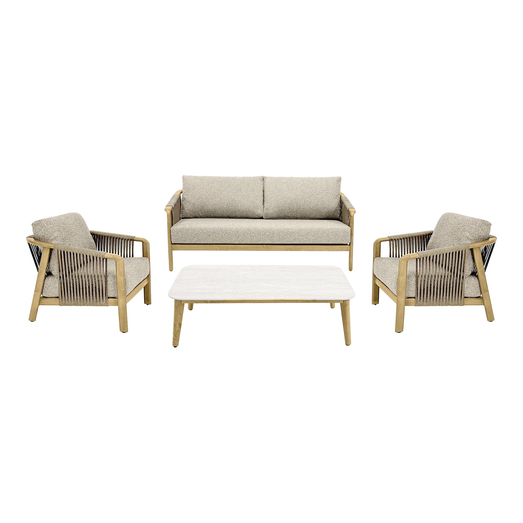 Lounge set Fargo, taupe / vzhled dřeva - House Nordic