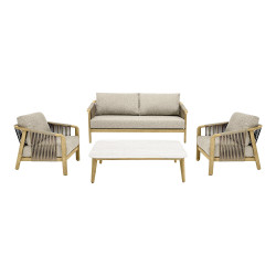 Lounge set Fargo, taupe / vzhled dřeva - House Nordic