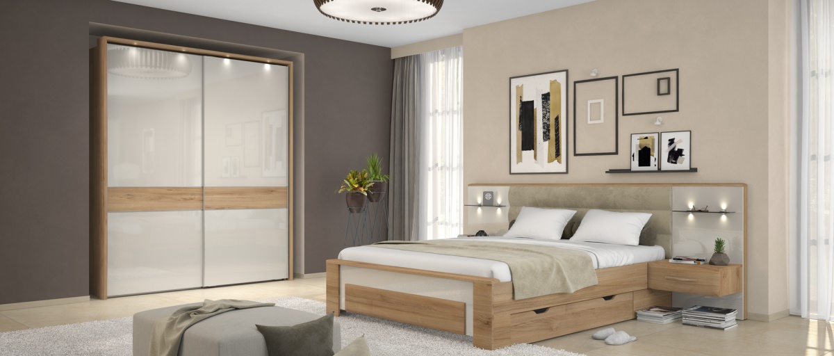 Ložnice 160 ii hagop - ořech pacifik/béžová