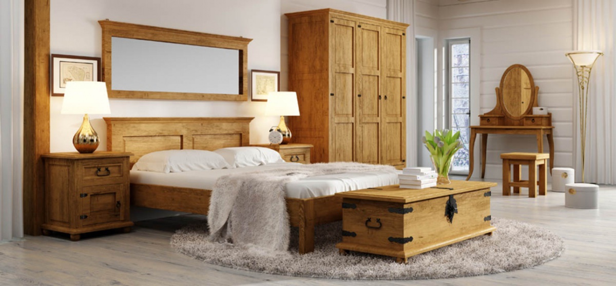 Ložnice z masivu v - k03 bílá patina