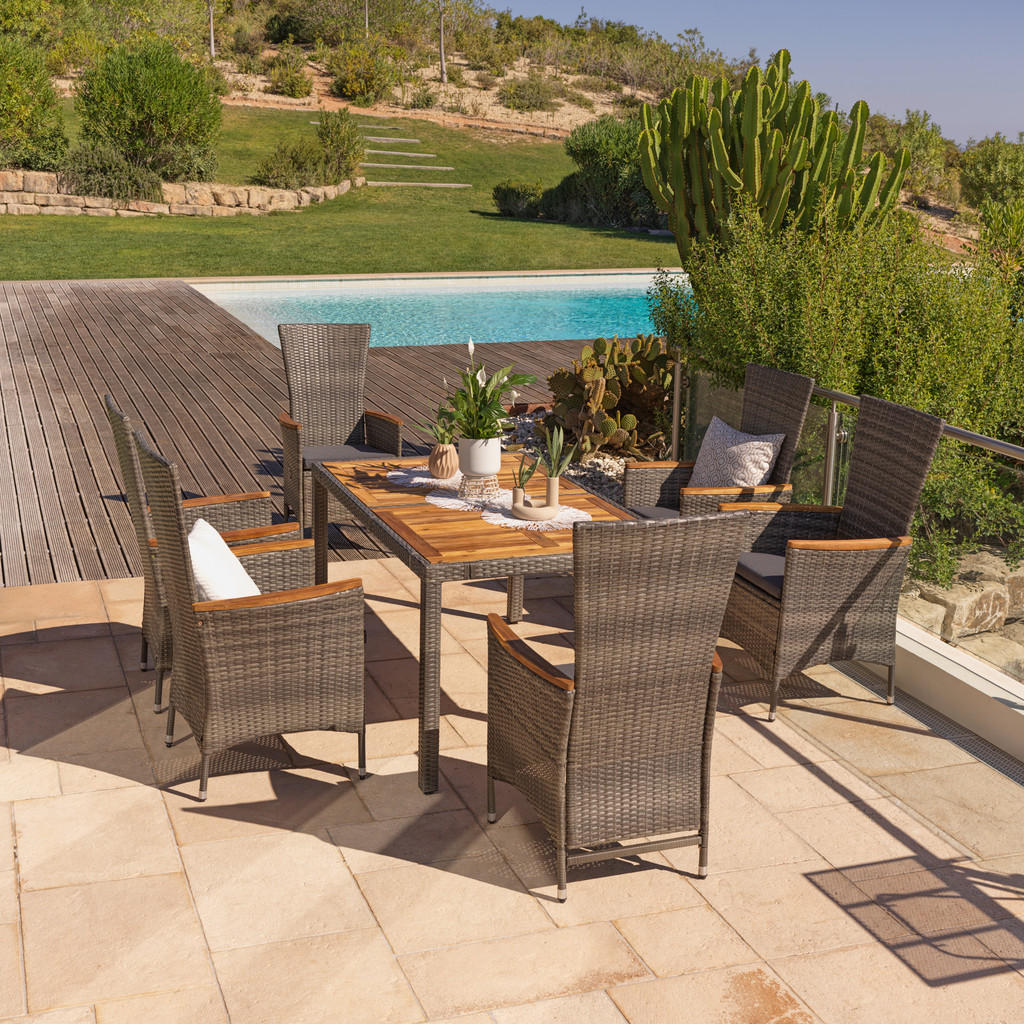 Luca Bessoni ZAHRADNÍ SOUPRAVA 7dílné, dřevo, kov, plast, textil