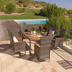 Luca Bessoni ZAHRADNÍ SOUPRAVA 7dílné, dřevo, kov, plast, textil